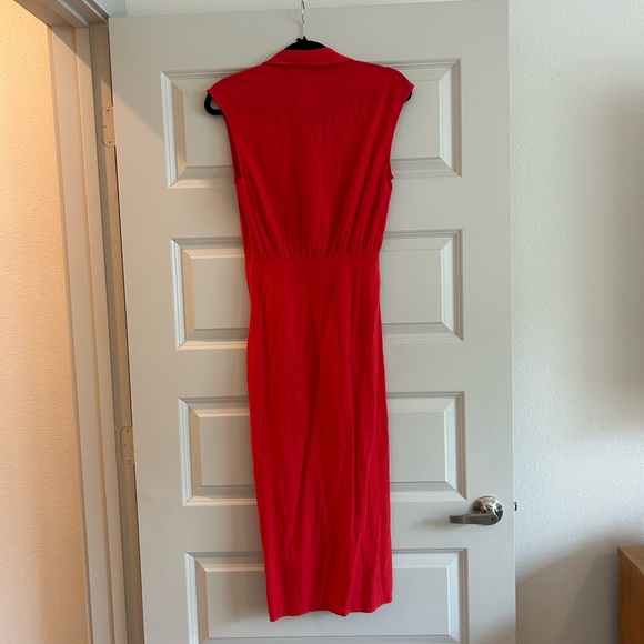 Zara red button down linen dress - Picture 4 of 5